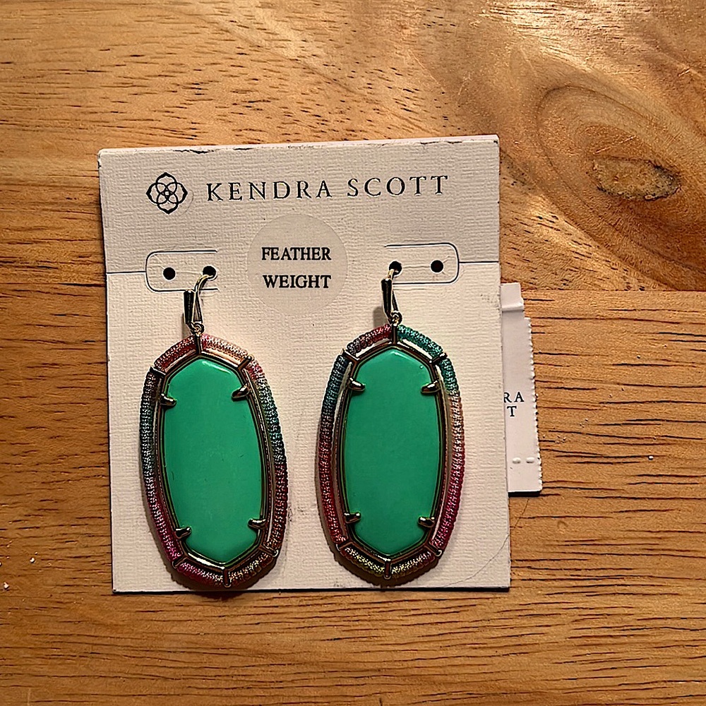 These are Kendra Scott Vintage turquoise Danielle earrings & Threaded Elle Mint